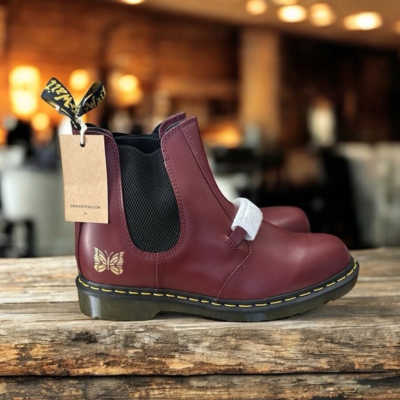 Dr. Martens NWB Size 12US Men's‎ Snaffle Needles Burgundy Leather Chelsea Boots - Picture 5 of 13